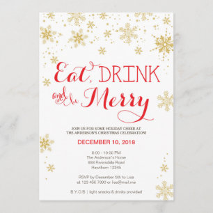 Eat Drink & Be Merry Invitation / Christmas invite