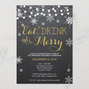 Eat Drink & Be Merry Invite / Christmas Invitation