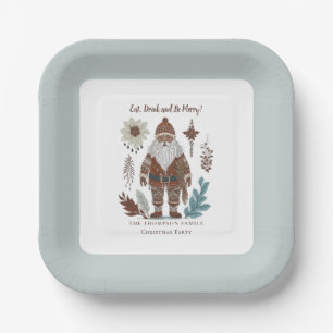 Eat Drink Be Merry Nordic Santa Christmas Paper Plate