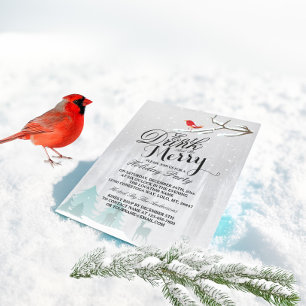 Eat Drink & Be Merry Snow Deer Bird Holiday Party Invitation