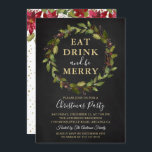 Eat Drink Be Merry Wreath Christmas Holiday Party Invitation<br><div class="desc">Eat Drink Be Merry Wreath Christmas Holiday Party Invitation</div>