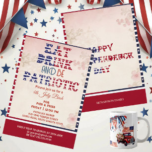Eat Drink & Be Patriotic 4th July Bash Shabby Chic Invitation