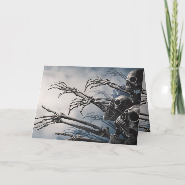 Eat Drink Be Scared Zombie Skeleton Halloween Card (Front)