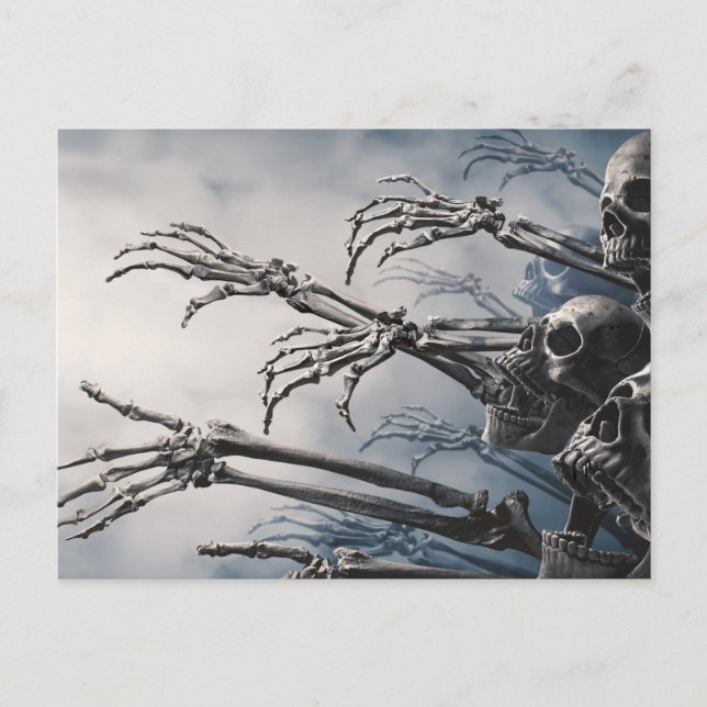 Eat Drink Be Scared Zombie Skeleton Halloween Card (Front)