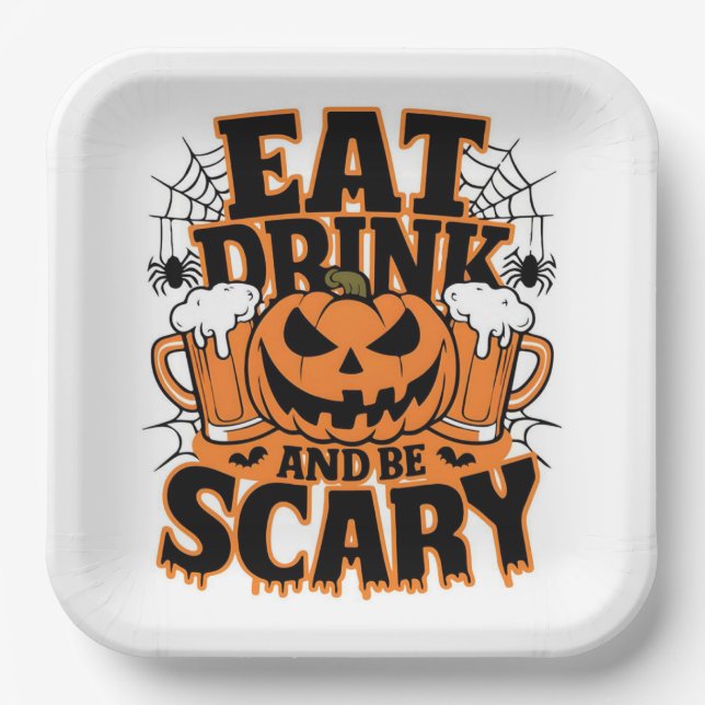 Eat, Drink & Be Scary Bash Paper Plate (Front)