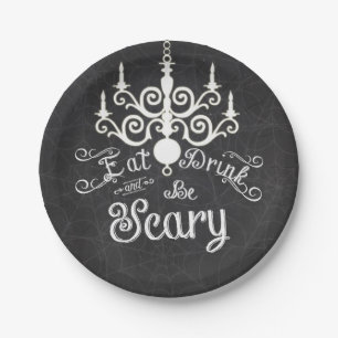 Eat Drink Be Scary Chalk Halloween Party Plates