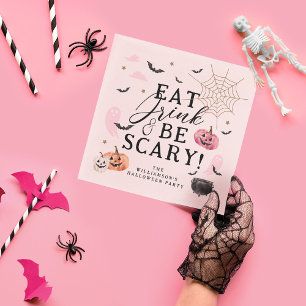 Eat Drink & Be Scary Fun Pumpkin Halloween Party  Napkin
