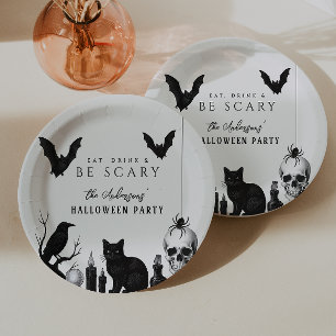 Eat, Drink & Be Scary Gothic Halloween Party Paper Plate