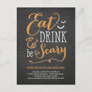 Eat Drink Be Scary Halloween Invitation Postcard
