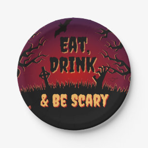 Eat, Drink & Be Scary Halloween Paper Plate