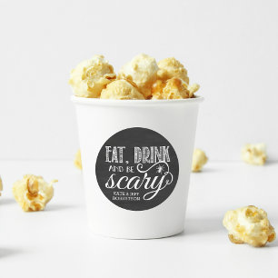 Eat, Drink & Be Scary Halloween Party Chalkboard Classic Round Sticker