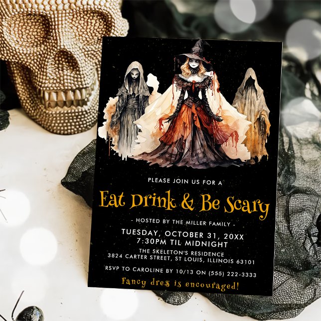 Eat Drink & Be Scary Halloween Party Invitation (Creator Uploaded)