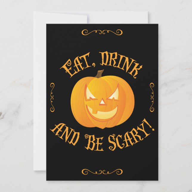 Eat Drink Be Scary Halloween Party Invitations (Front)
