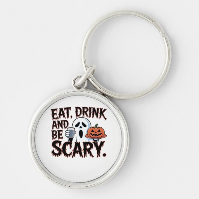 Eat Drink Be Scary Halloween Pumpkin Creative Styl Key Ring (Front)