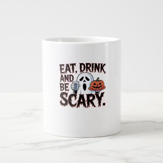 Eat Drink Be Scary Halloween Pumpkin Creative Styl Large Coffee Mug (Front)