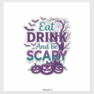 Eat Drink Be Scary Halloween Spooky Tree Pumpkins_