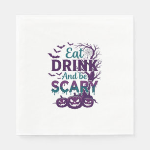 Eat Drink Be Scary Halloween Spooky Tree Pumpkins_ Napkin