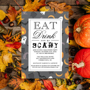 Eat Drink & Be Scary   Happy Halloween Party Invitation