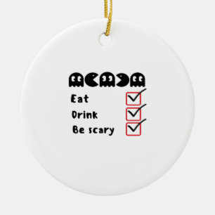 Eat Drink Be Scary Minimal Clean Ceramic Ornament