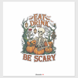Eat Drink Be Scary Skeleton Halloween Pumpkins_1