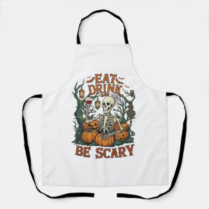 Eat Drink Be Scary Skeleton Halloween Pumpkins_1 Apron