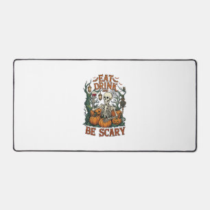 Eat Drink Be Scary Skeleton Halloween Pumpkins_1 Desk Mat
