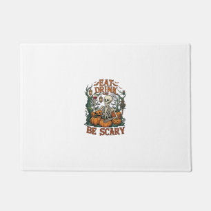 Eat Drink Be Scary Skeleton Halloween Pumpkins_1 Doormat