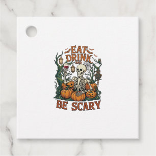Eat Drink Be Scary Skeleton Halloween Pumpkins_1 Favour Tags