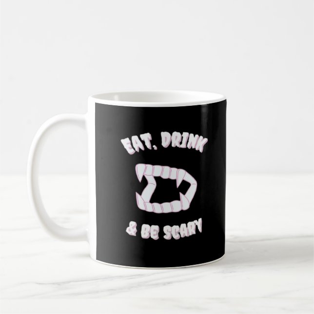 Eat Drink Be Scary Vampire Minimalist Coffee Mug (Left)