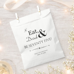 Eat Drink Be Seventy Five Retro 75th Birthday Favour Bag