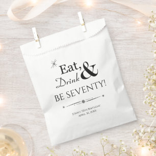 Eat Drink Be Seventy Funky Retro 70th Birthday Favour Bag