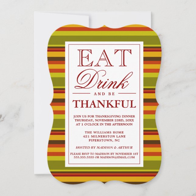 Eat Drink & Be Thankful Invitation (Front)
