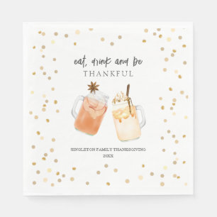 Eat Drink & Be Thankful Thanksgiving Dinner Drinks Napkin