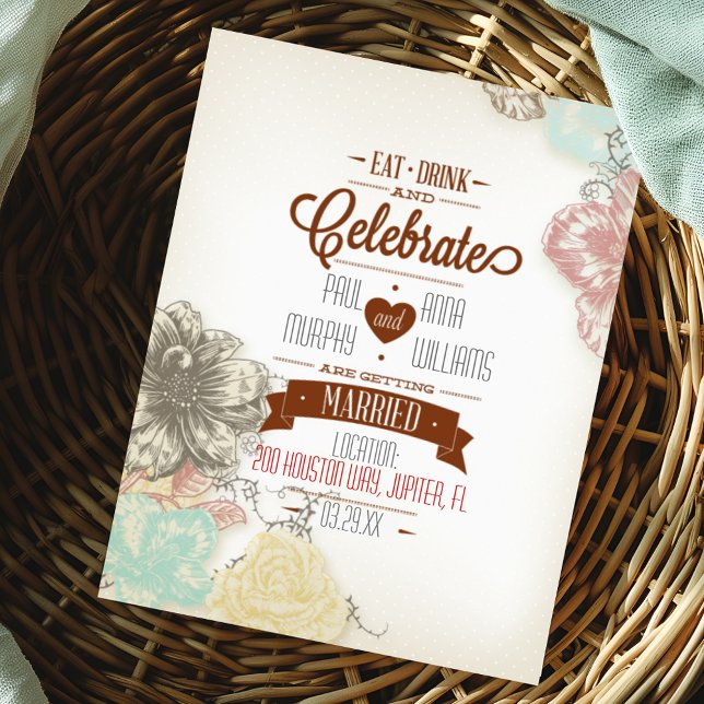 Eat Drink Celebrate IV Wedding Invitation (Creator Uploaded)