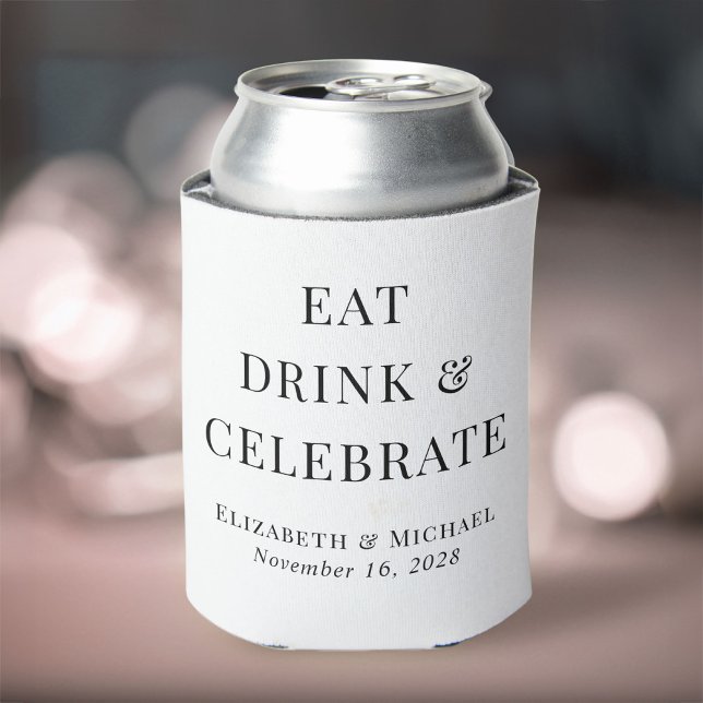 Eat Drink Celebrate Wedding Can Cooler (Creator Uploaded)