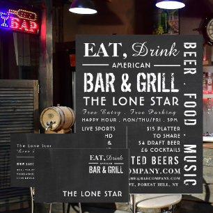 Eat, Drink Chalkboard, Pub/Brewery Advertising Flyer
