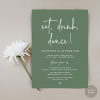Eat, Drink, Dance, Elegant Sage Green Reception