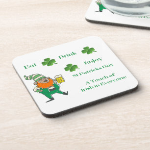 Eat, Drink, Enjoy, St Patricks Day on a  Coaster