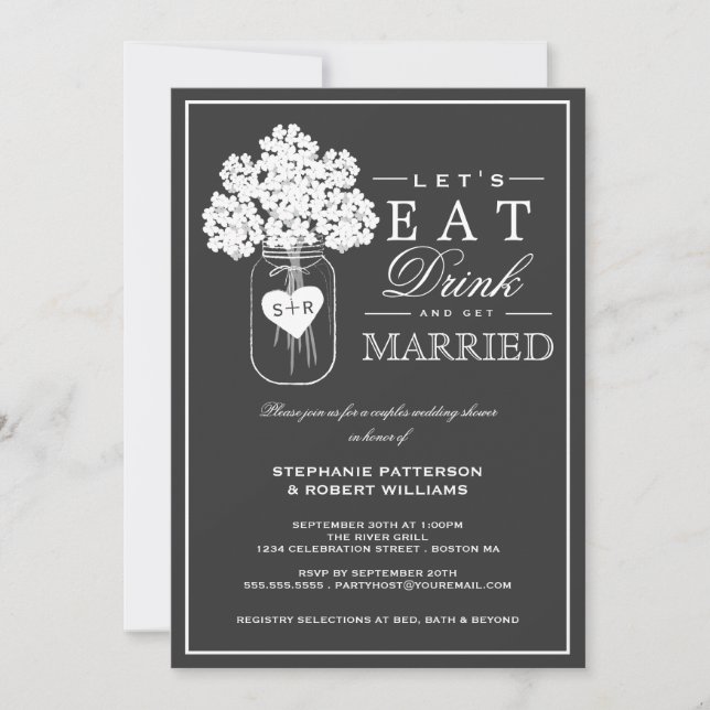 Eat Drink & Get Married Couples Shower Invitation (Front)