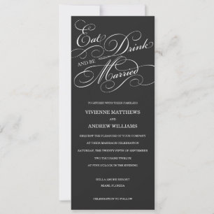EAT, DRINK IN MIDNIGHT BLACK WEDDING INVITATION