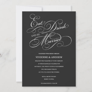 EAT, DRINK IN MIDNIGHT BLACK    WEDDING INVITATION