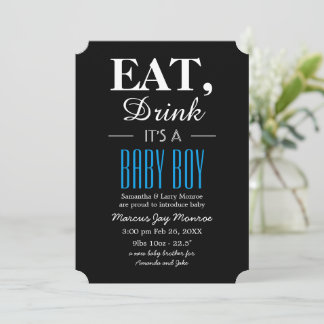 Eat, Drink It's a Baby Boy, Baby Announcement