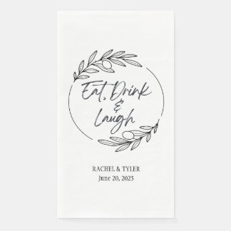 Eat, Drink & Laugh Custom Name Paper Dinner Napkin