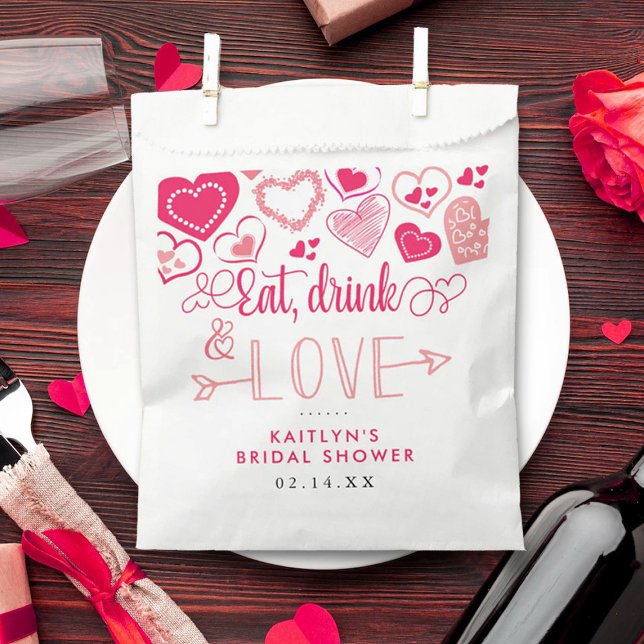 "Eat, Drink & Love" Valentine's Day Bridal Shower Favour Bag (Creator Uploaded)