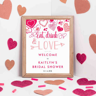"Eat, Drink & Love" Valentine's Day Bridal Shower Poster