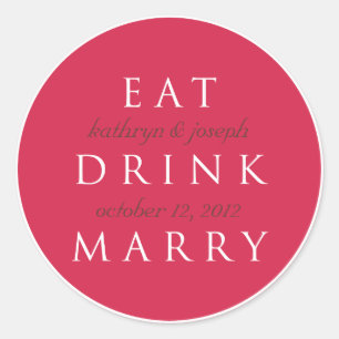 EAT DRINK MARRY cherry red wedding favour label