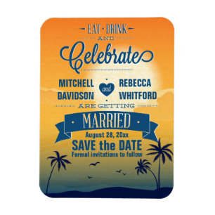 Eat Drink n Celebrate Summer Sunset Save the Date Magnet