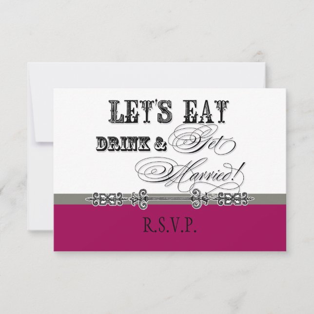 Eat, Drink n Get Married Formal RSVP Response Card (Front)