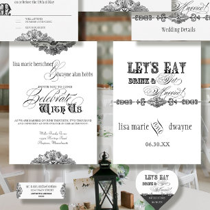 Eat, Drink n Get Married Formal Wedding Invitation