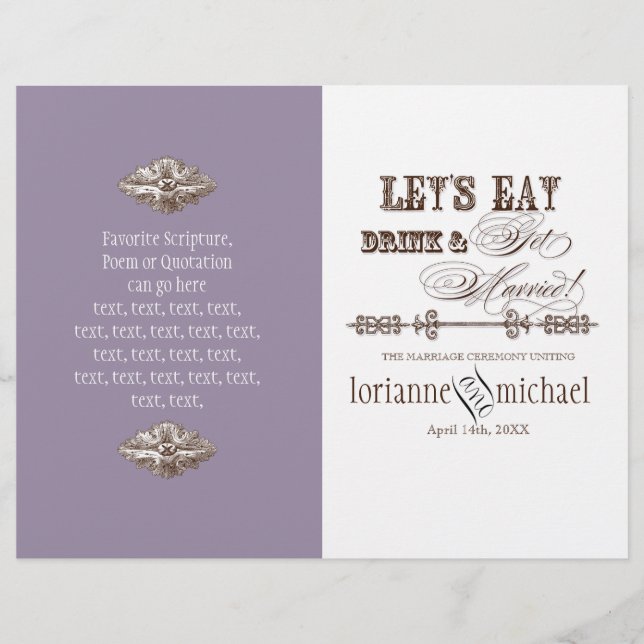 Eat, Drink n Get Married, Formal Wedding Program (Front)